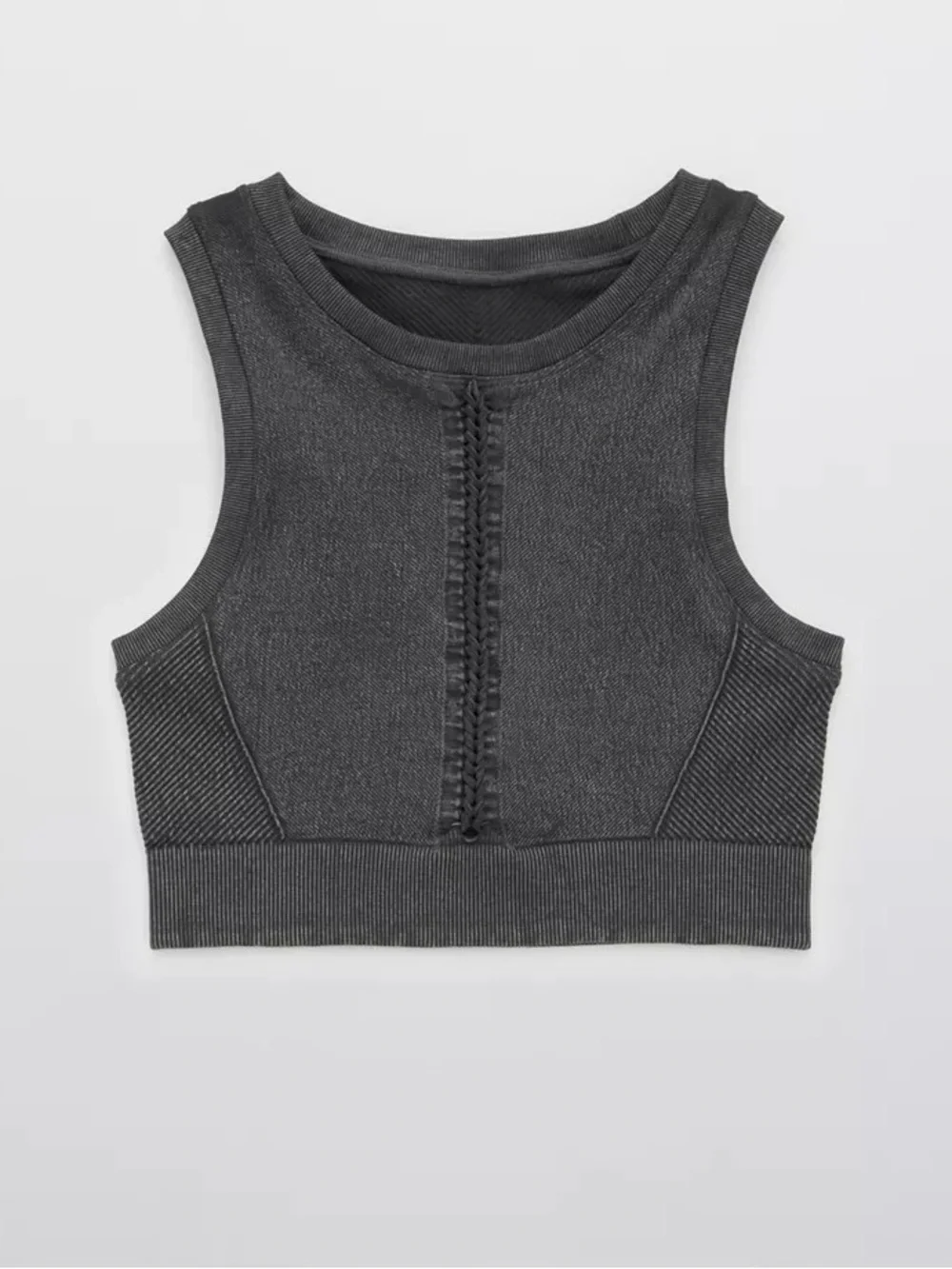 aerie Charcoal Gray High-Neck Cropped Sports Bra